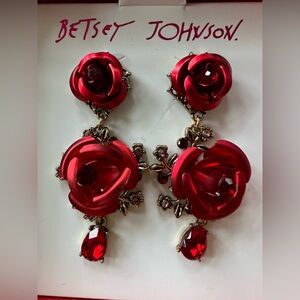 Betsey Johnson Rose Rhinestone Earrings